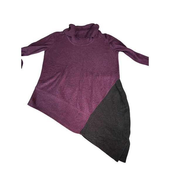 Calvin Klein Asymmetric Cowl Neck Sweater In Plum & Black S Petite - Picture 5 of 12